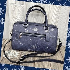 NEW Coach Rowan Snowflake Signature Print Satchel/Crossbody Bag